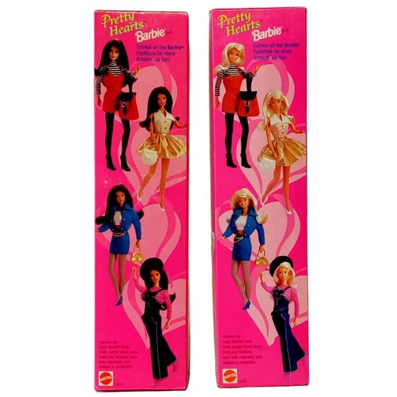 Pretty Hearts Barbie #14473/14475 Vintage 1995 2 Dolls incl Pink & Blue NRFB - Picture 4 of 10